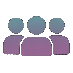 Icon graphic outline of three people with no distinct features