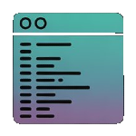 Graphic depicting a typical web browser window with lines for text.